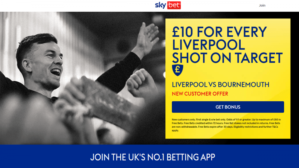 sky bet offer liverpool vs bournemouth