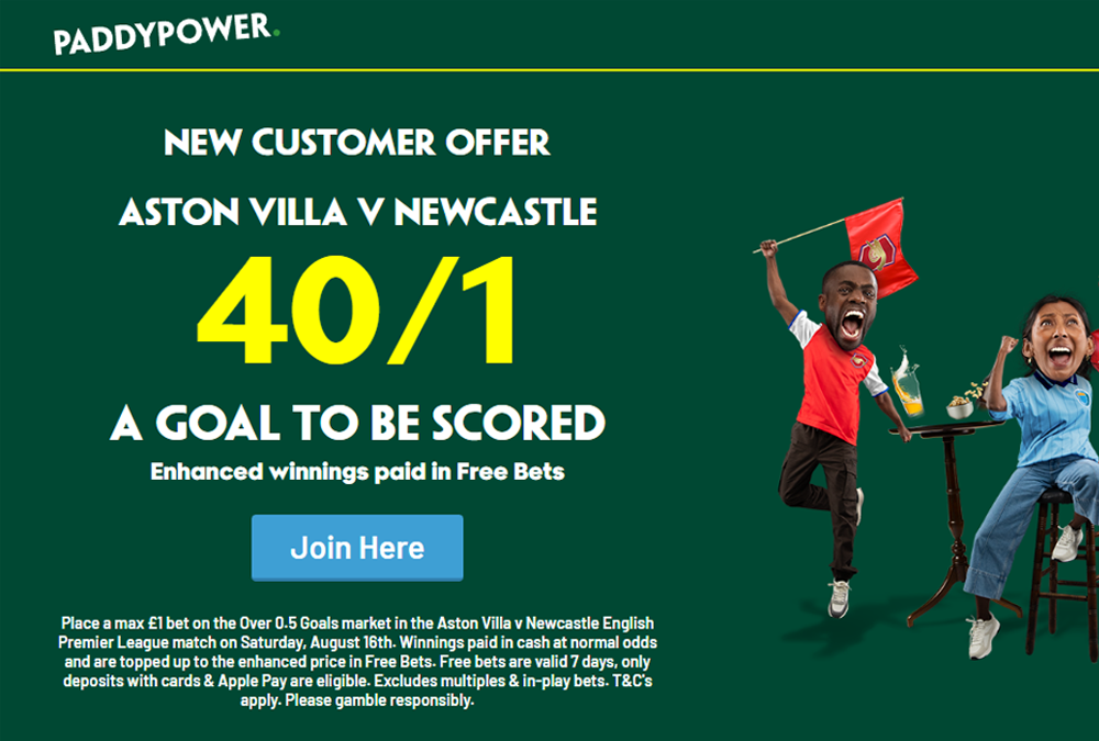 aston villa vs newcastle paddy power offer