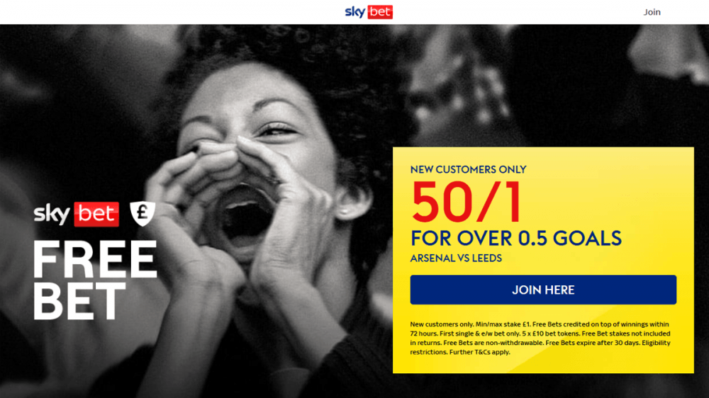 sky bet offer arsenal vs leeds