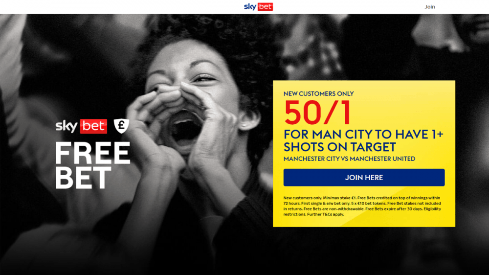 sky bet offer man city vs man united