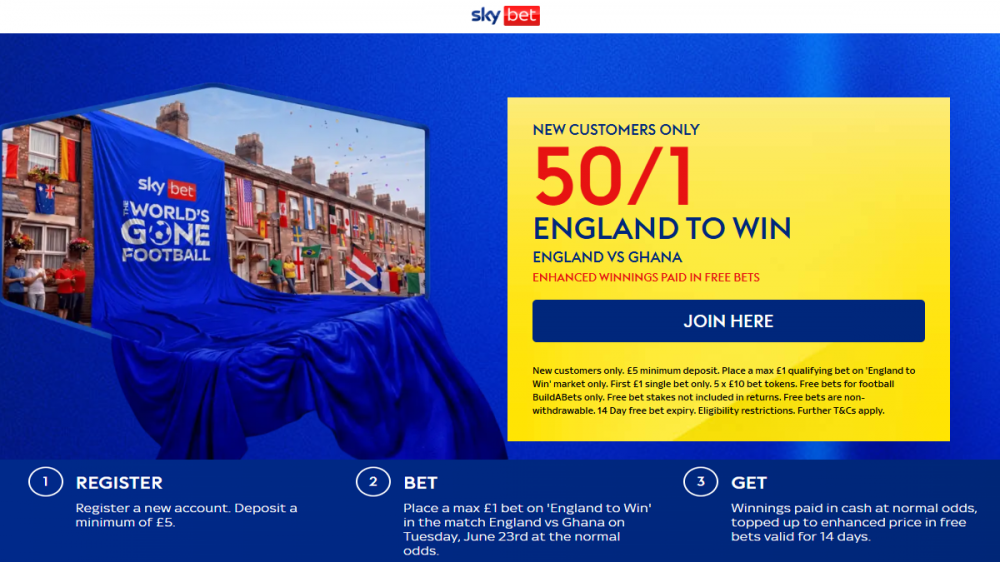 Sky Bet England vs Ghana Offer