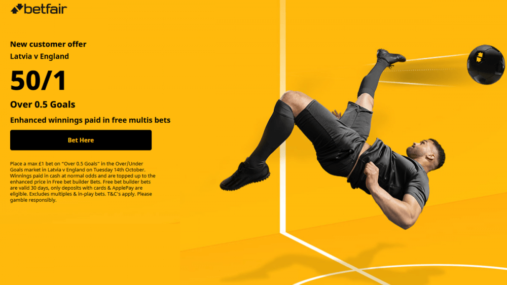 Betfair Latvia vs England Offer