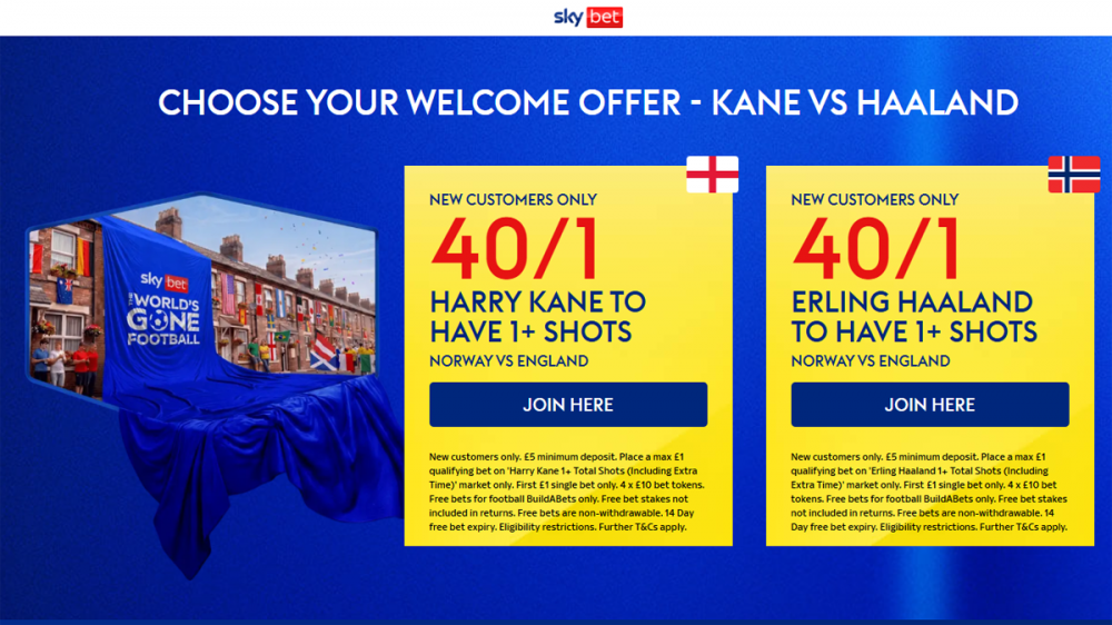 Sky Bet Norway vs England Offer
