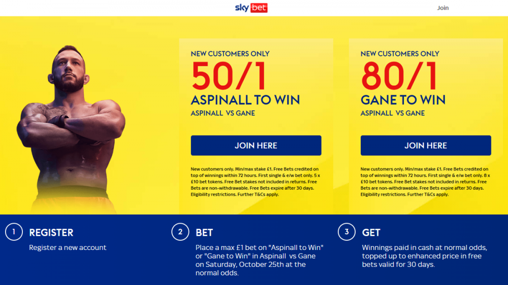 Sky Bet Tom Aspinall vs Ciryl Gane Offer