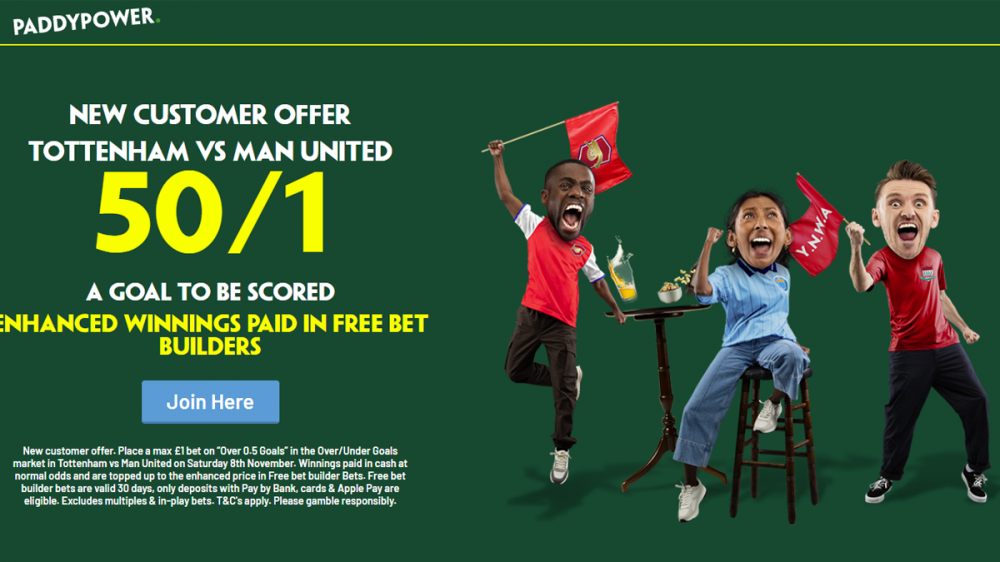 tottenham vs man united paddy power offer