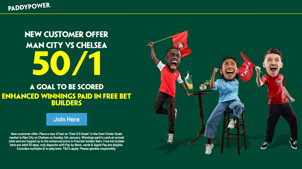 Paddy Power Man City vs Chelsea Offer