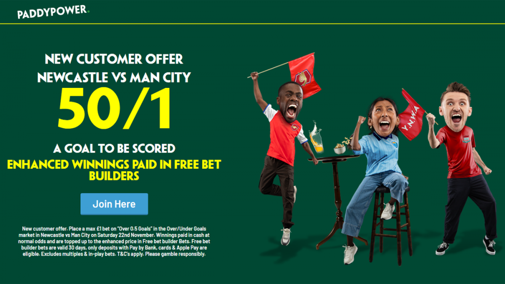 Newcastle vs Man City paddy power offer