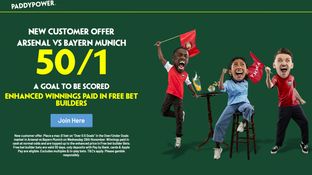 arsenal vs bayern munich paddy power offer