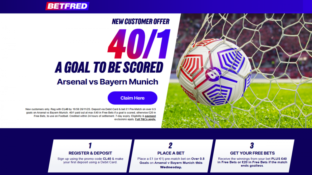 Betfred Arsenal vs Bayern Munich offer