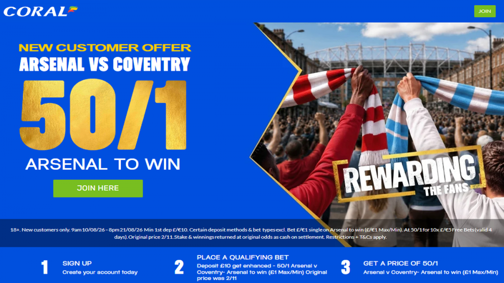Coral Arsenal vs Coventry Offer