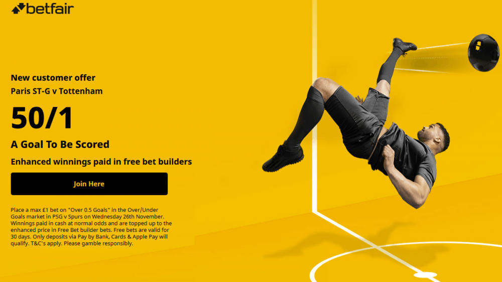 Betfair PSG vs Tottenham Offer