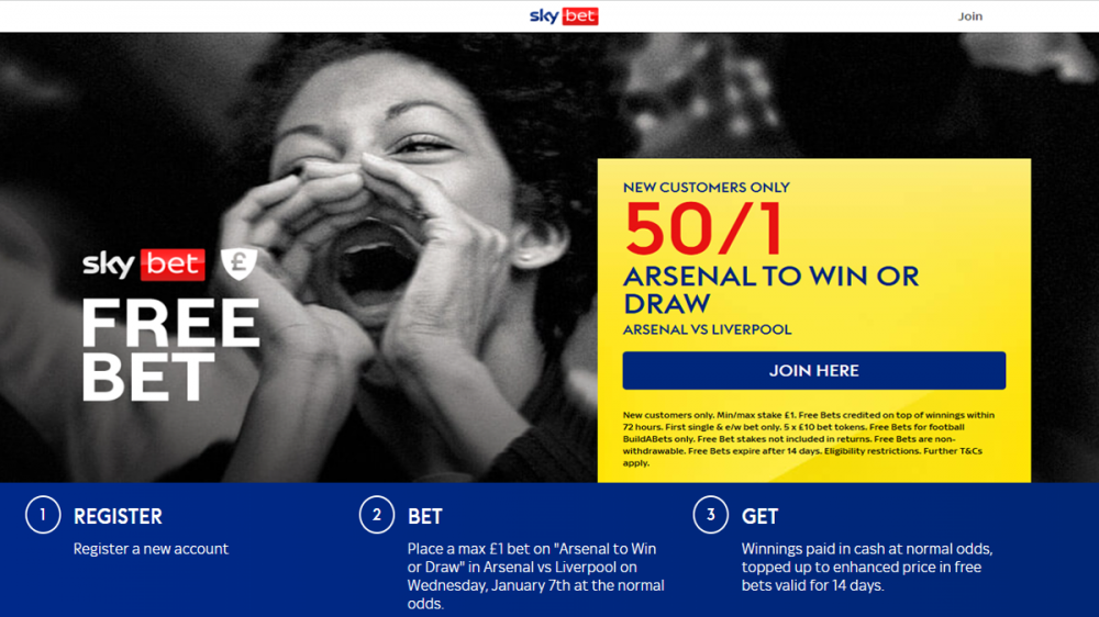 sky bet offer arsenal vs liverpool offer