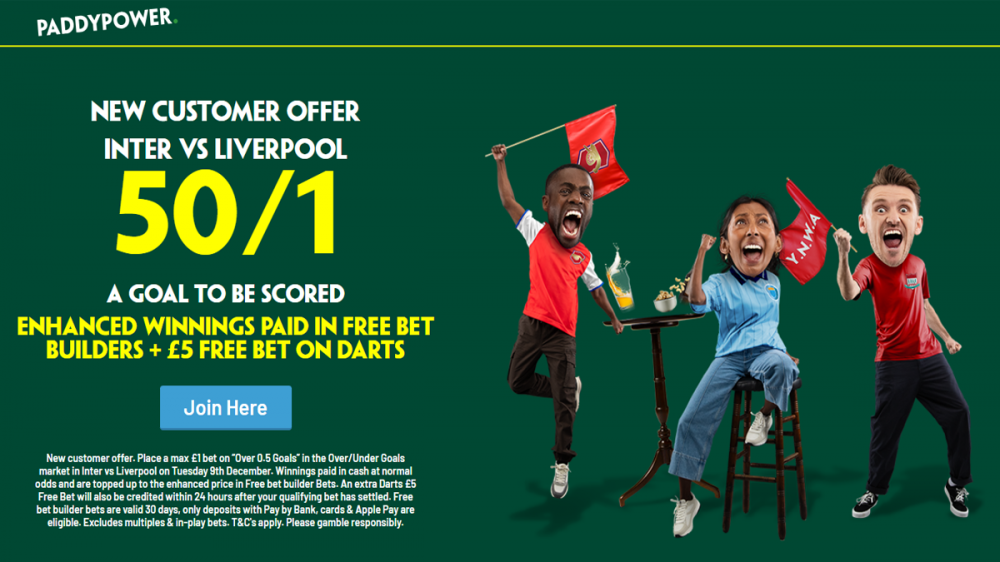 Paddy Power inter milan vs liverpool Offer