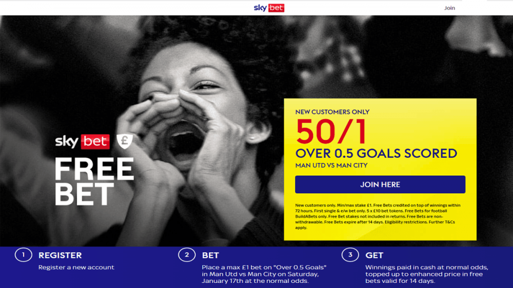 sky bet offer man united vs man city
