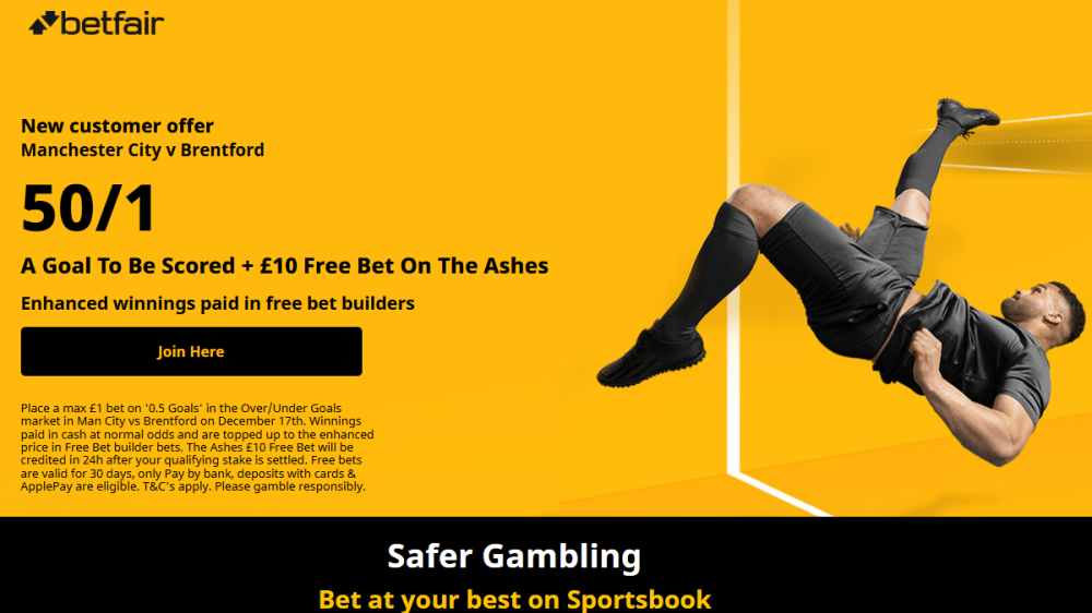 Betfair Man City vs Brentford Offer