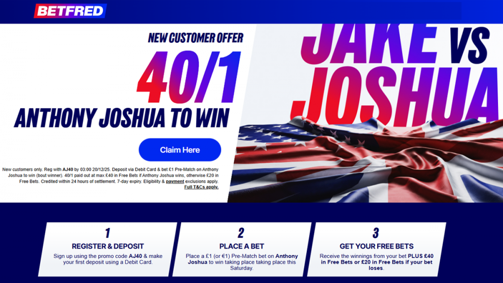 Betfred Jake Paul vs Anthony Joshua Offer