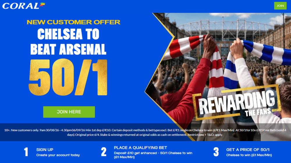 Coral Arsenal vs Chelsea Offer