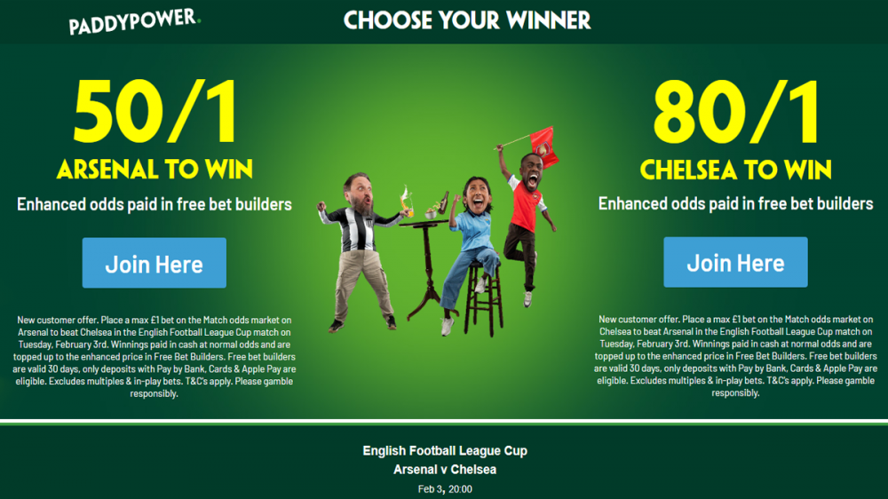 Paddy Power Arsenal vs Chelsea offer