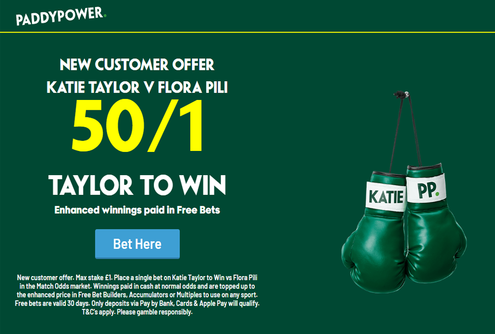 Paddy Power Katie Taylor vs Flora Pili Offer