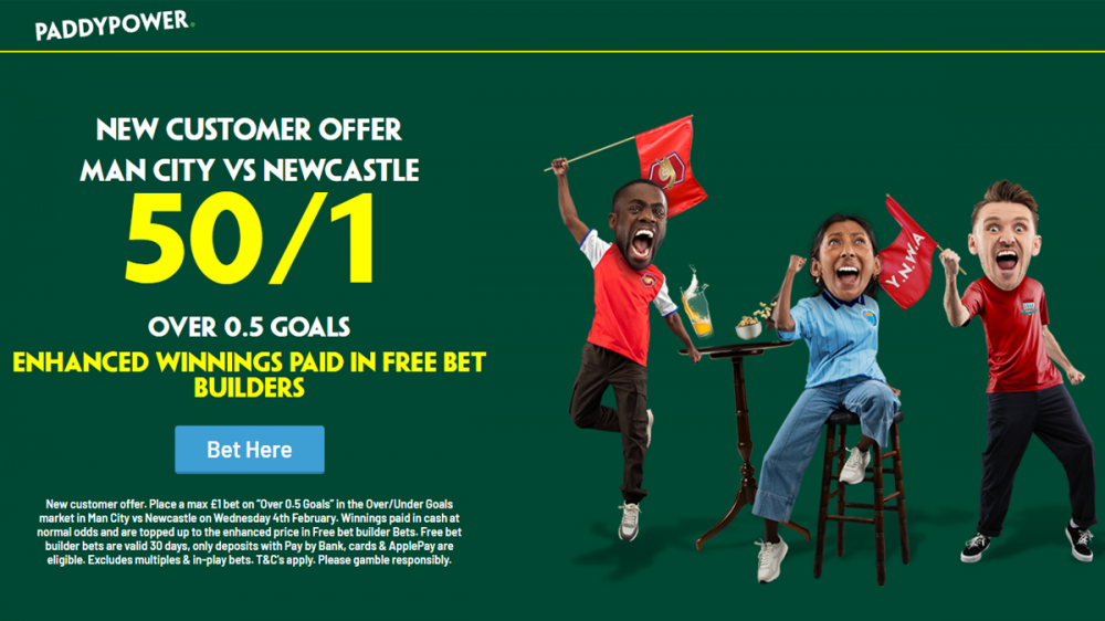 Paddy Power Man City vs Newcastle offer