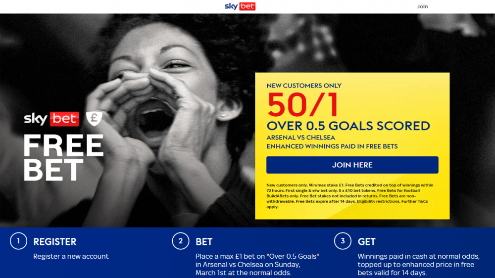 Sky Bet Arsenal vs Chelsea offer
