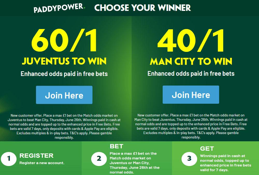 paddy power offer juventus vs man city