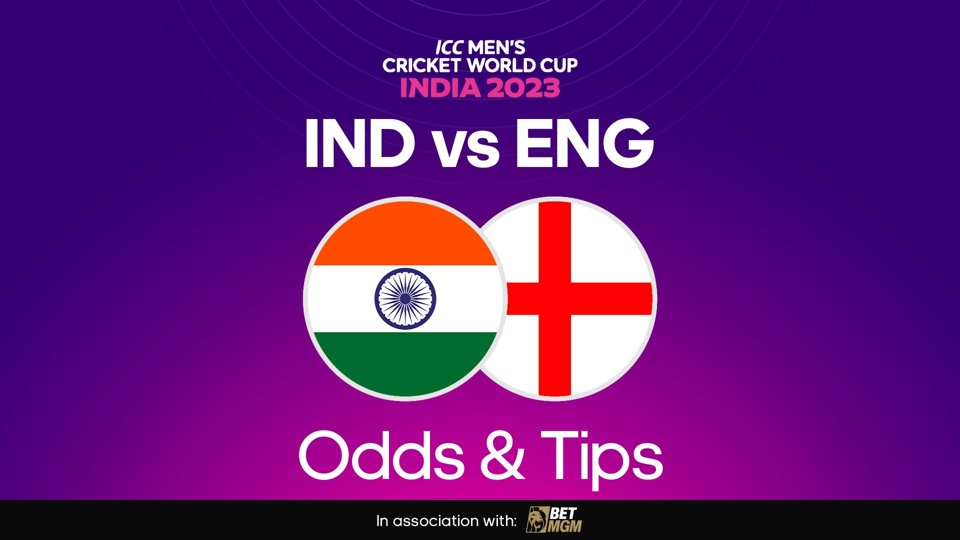 image of India and England flags next to text that reads: IND vs ENG Odds & Tips