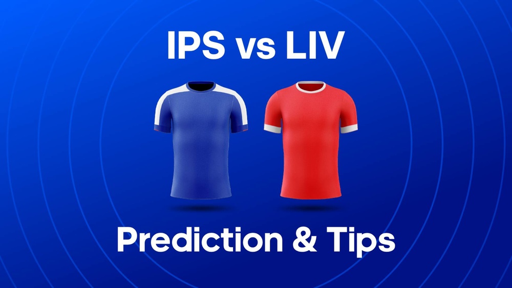 Image of Liverpool and Ipswich shirts with text saying 'IPS vs LIV Tips'