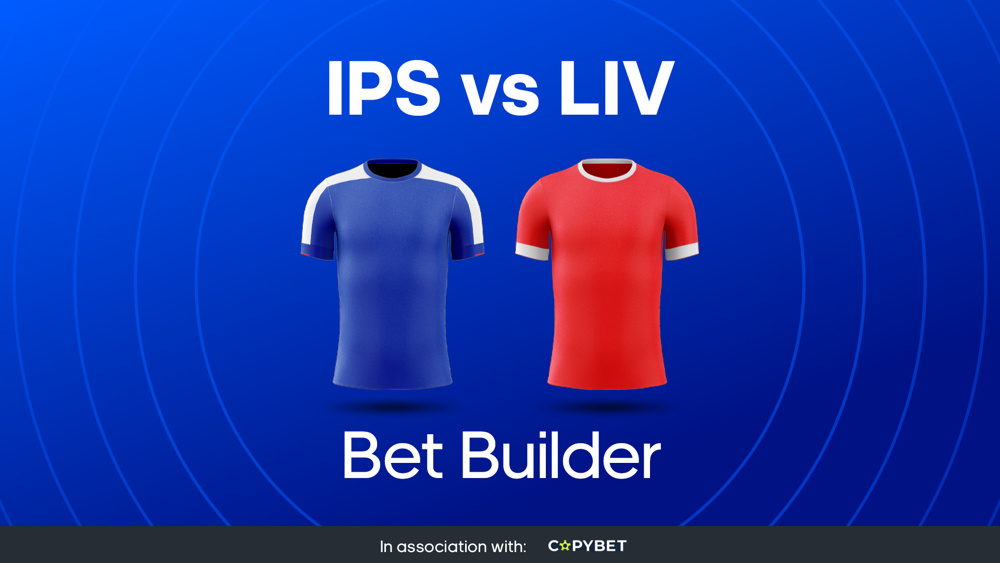 image of ipswich blue shirt and liverpool red shirt between text Bet Builder with CopyBet sponsorship