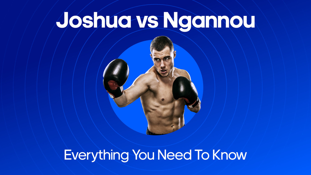 boxer throwing a punch between joshua vs ngannou everything you need to know text