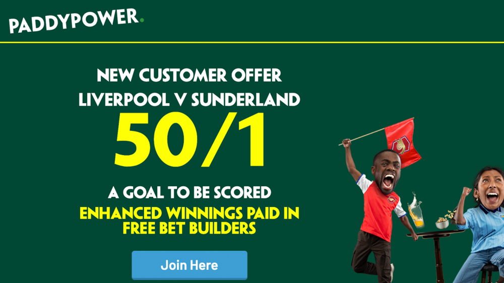 Paddy Power Liverpool vs Sunderland Offer