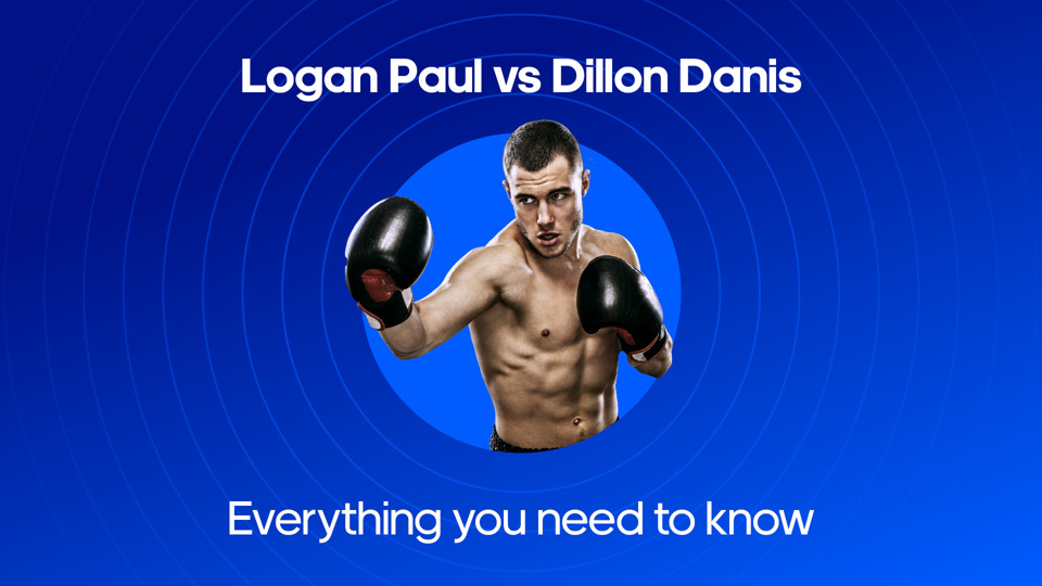 boxer throwing a punch between logan paul vs dillon danis everything you need to know text