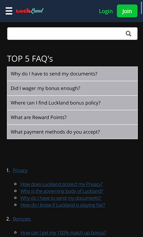 Luckland FAQs