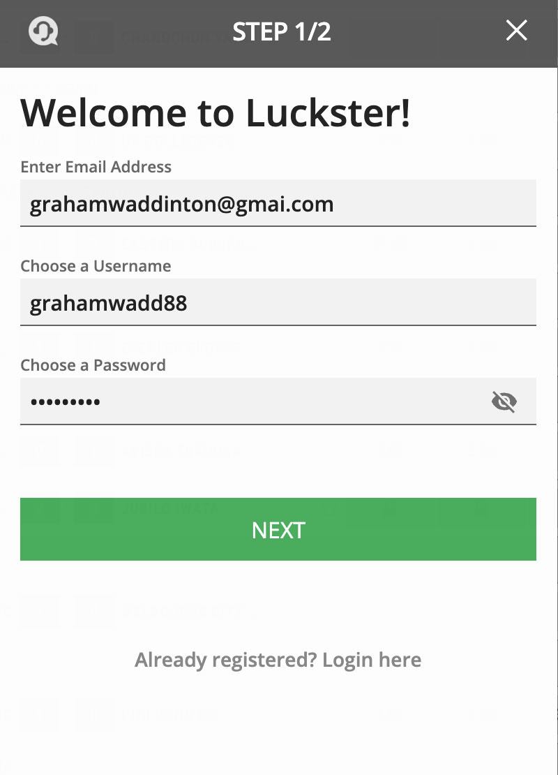 Luckster Sign Up