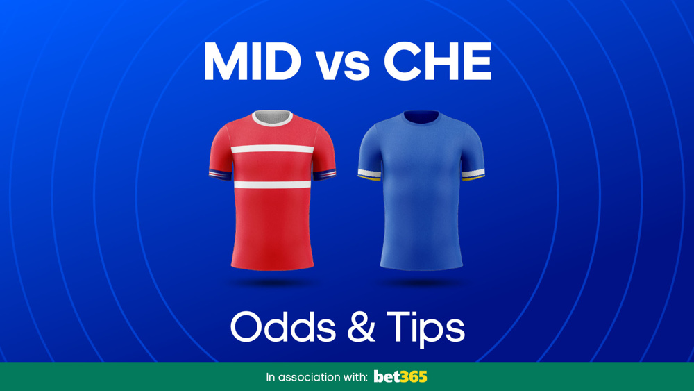 red shirt and blue shirt between mid vs che odds & tips text