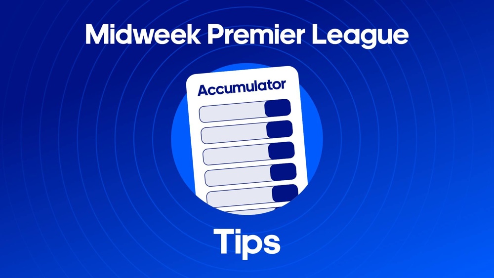 Image of betslip with text saying 'Midweek Premier League Tips'