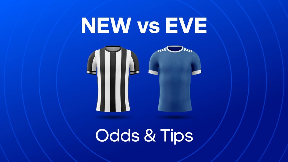image of newcastle and everton football shirts with text saying 'new vs eve odds and tips'