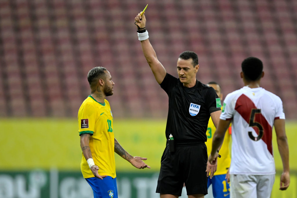 Neymar has been booked in two of Brazil's last three meetings with Chile