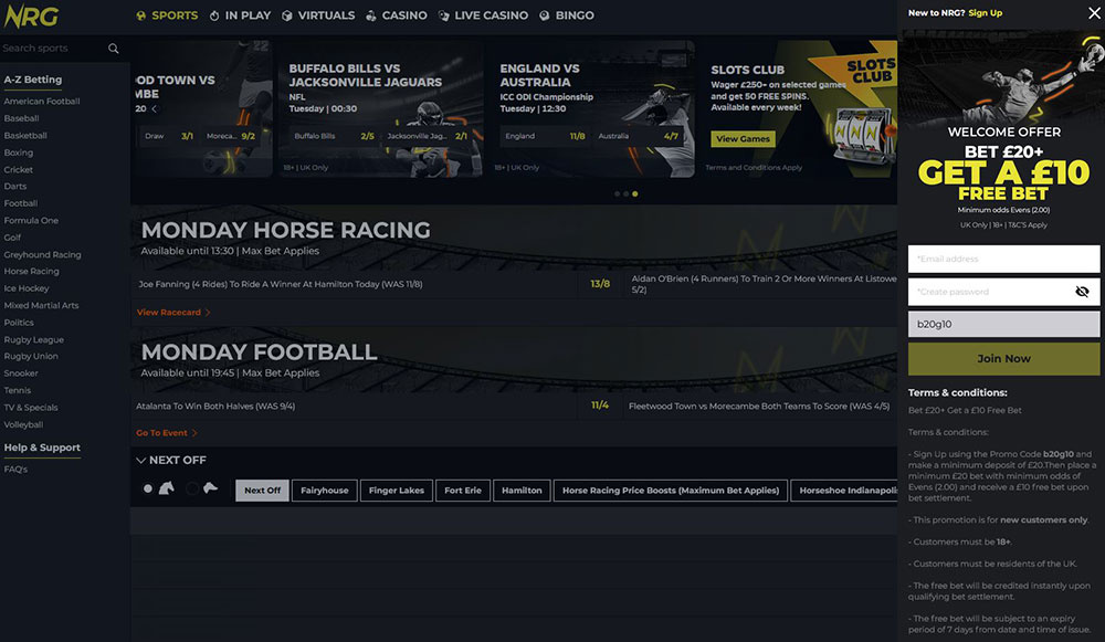NRG Betting Welcome Offer