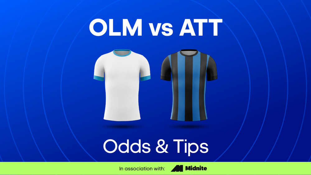 white shirt and blue and black striped shirt between olm vs att odds & tips text