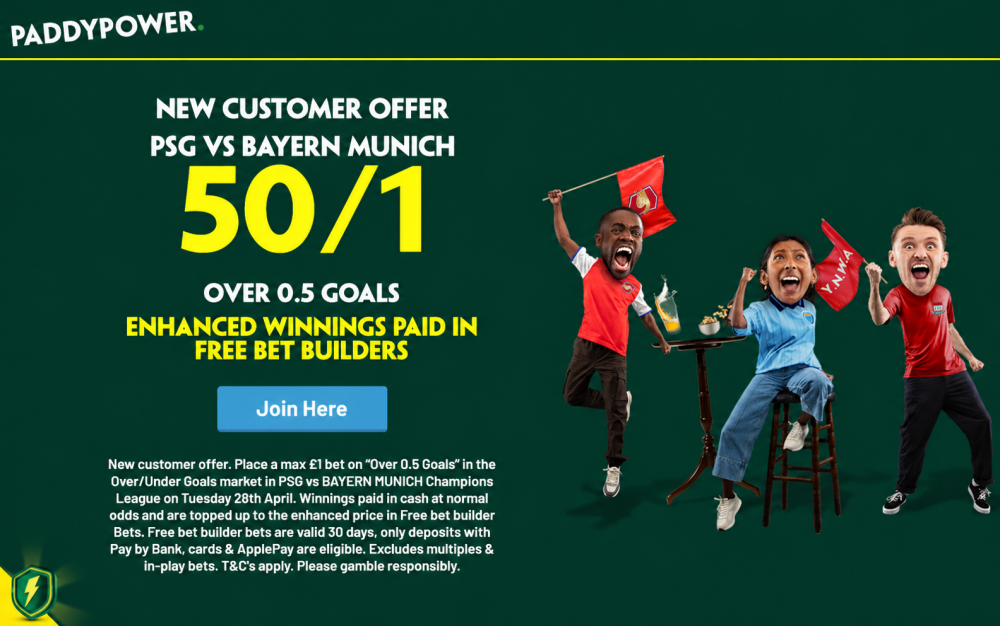 Paddy Power PSG vs Bayern Offer