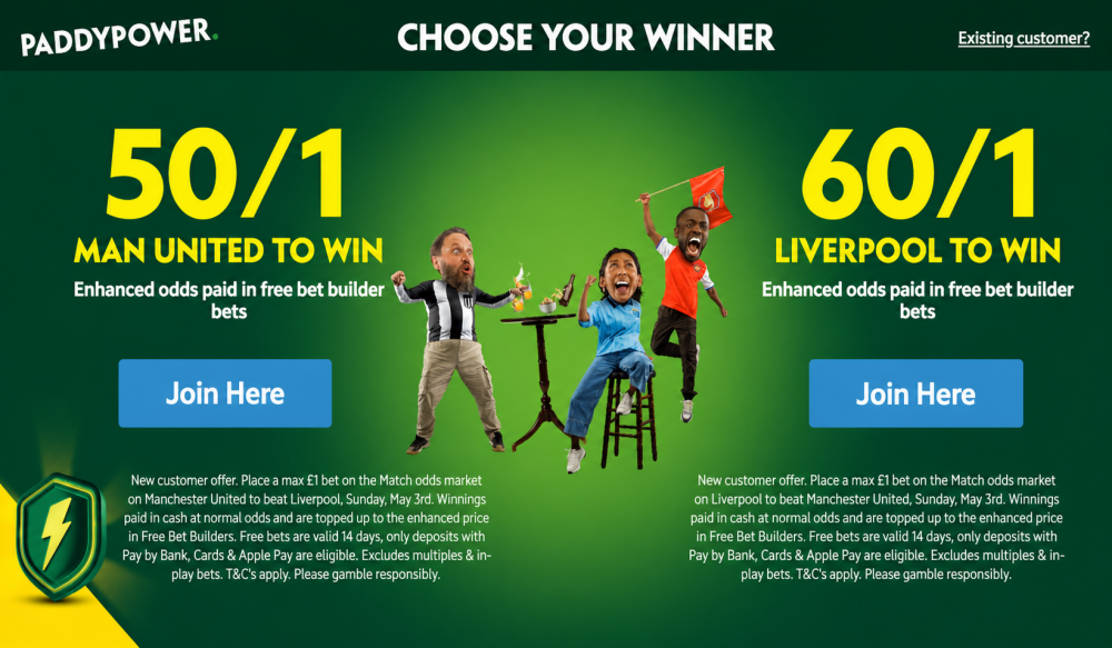 Paddy Power Manchester United vs Liverpool Offer