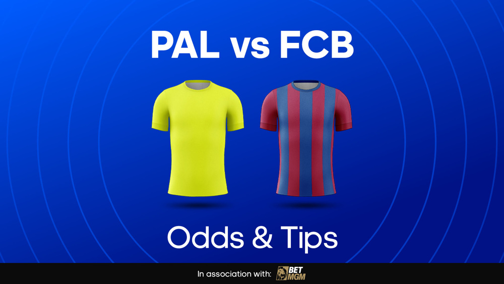 yellow shirt and burgundy and blue striped shirt between pal vs fcb odds & tips text