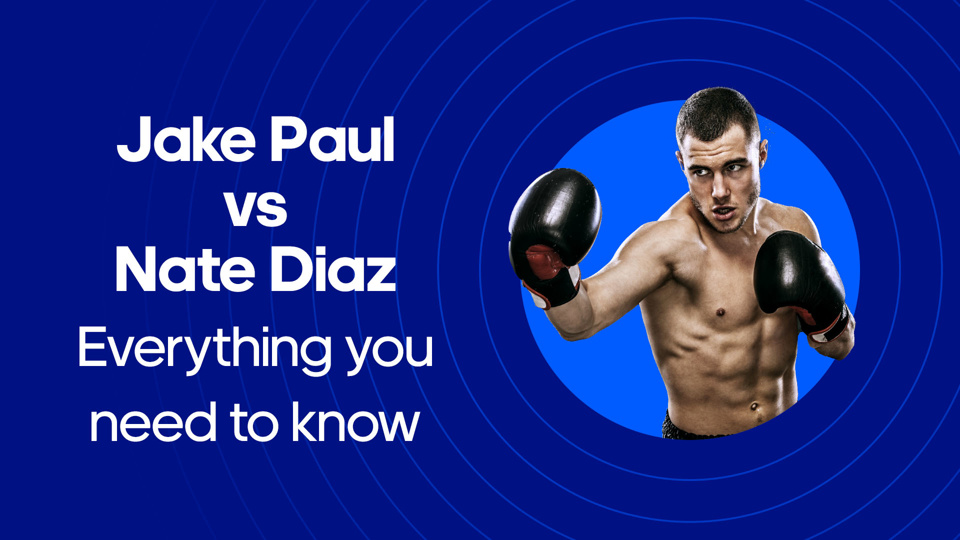 man in boxing gloves throwing a punch next to jake paul vs nate diaz everything you need to know text