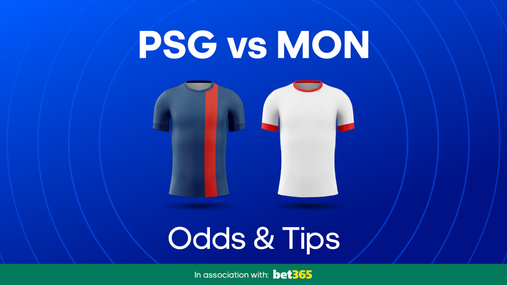 blue shirt and white shirt between psg vs mon odds & tips text