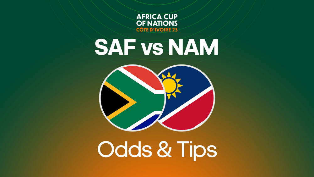 south africa flag and namibia flag between saf vs nam odds & tips text
