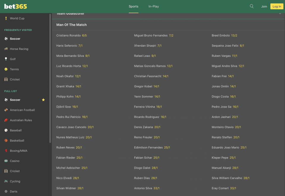 bet365 - Man of the match