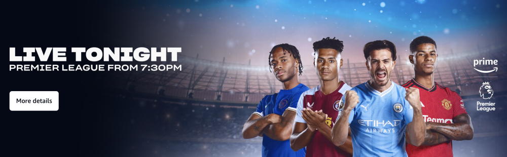 Image of footballers 'Live tonight Premier League from 7:30pm'