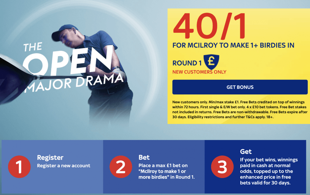 sky bet offer the open