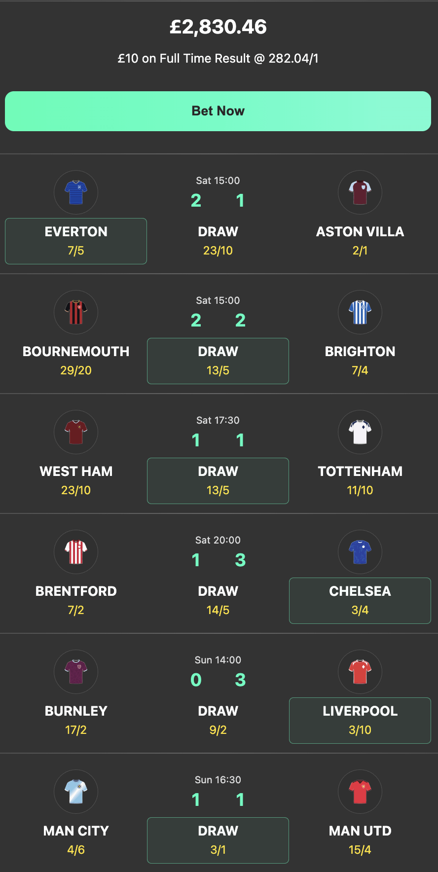 bet365 6 scores